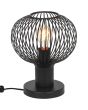 Trio Gila 565700132 brandende mat zwarte tafellamp met bolvormige kap van metaaldraad