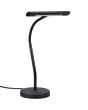 Trio Curtis 579790132 zwarte bureaulamp met brede kap met LED strip aan een flexibele hals