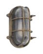 Searchlight Bulkhead 61402BG zwartgouden ovale buitenlamp met rooster over ribbelglas