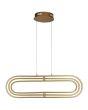 Searchlight Clip 61775GO goudkleurige hanglamp van 74,5cm met ronde plafondplaat en drie ovale ringen in drie afmetingen die in elkaar kunnen draaien met LED strip aan de buitenzijde