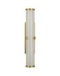 Searchlight Clamp 63125-1GO goudkleurige spiegellamp van 33cm met wit binnenglas en geribbeld buitenglazen buisvormige lamp in een zwarte wandhouder geklemd.