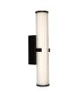 Searchlight Clamp 63125-1BK brandende zwarte spiegellamp van 43cm met wit binnenglas en geribbeld buitenglazen buisvormige lamp in een zwarte wandhouder geklemd.