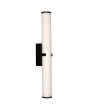 Searchlight Clamp 63126-1BK brandende zwarte spiegellamp van 63cm met wit binnenglas en geribbeld buitenglazen buisvormige lamp in een zwarte wandhouder geklemd.