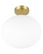 Trio Fomento 663100108 wit bolvormig glazen plafondlamp met mat messing plafondhouder