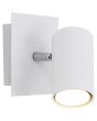Trio Marley 802400101 wit metalen wandspotje met vierkante wandplaat en cilindervormig spotje met GU10 lamp