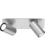 Trio Marley 802400207 staalkleurige spot met rechthoekige plafondplaat en twee cilindervormig spotjes met GU10 lamp