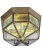 Searchlight Pisa klassieke bronzen plafonniere met afgeschuind glazen ruitjes