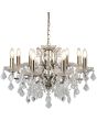 Brandende Searchlight Paris antiek bronzen kroonluchter met een diameter van 70cm en acht armen met kaarslampen en met kristal