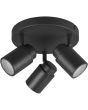 Trio Angelo 880430332 zwarte badkamer spot met ronde plafondplaat en drie richtbare spotjes