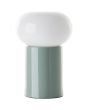 Brilliant Knut 99002/84 tafellamp met glanzend groene cilindervormige lampvoet en witglazen ovale kap