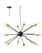 Brilliant Dree 99909/78 grote zwarte hanglamp met 18 armen met elk een messingkleurige fittinghouder en een E27 peertje