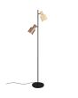 Trio Agudo 419400217 brandende zwarte vloerlamp met twee metalen spots in koffiebruin en zandkleur