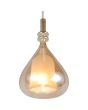 Onderaanzicht Trio Aldea amber glazen hanglamp met een diameter van 12cm met een wit glazen binnenschaal