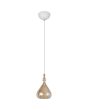 Trio Aldea amber glazen hanglamp met een diameter van 12cm met een wit glazen binnenschaal