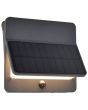 Lutec Aleta antraciet grijze platte wandlamp van 17,6 cm breed en slechts 8 cm diep met zonnepaneel