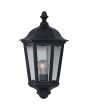 brandende klassiek zwarte wandlamp van 43 cm hoog met drie ruitjes