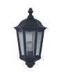 klassiek zwarte wandlamp van 43 cm hoog met drie ruitjes