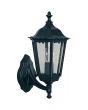 klassiek zwarte wandlamp van 43 cm hoog met staande lantaarn met zes ruitjes