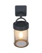 Bovenaanzicht Reality Almeria antraciet grijze wandlamp voor buiten van 29cm hoog met hangende cilindervormige lantaarn van transparant kunststof