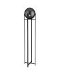 Searchlight Amsterdam EU1030-1SM zwarte vloerlamp met vier spijlen met bovenin een zwartglazen bol met brandend lampje erin