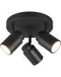 Trio Angelo 880430332 zwarte badkamer spot met ronde plafondplaat en drie richtbare brandende spotjes