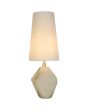 Brandende Searchlight Apex tafellamp van 55,5 cm hoog met wit steenvormige voet en hoge kap van wit textiel