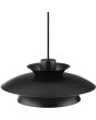 Detailfoto van bovenzijde kap van de Brilliant Appia zwarte hanglamp met een diameter van 30,5 cm van drie schaalvormige metalen ringen boven elkaar