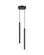 Sollux Arche zwarte hanglamp met een diameter van 15cm en twee geribbelde buizen van 49,5 cm hoog en 25 mm in diameter
