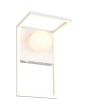 Trio Arola witte wandlamp met metalen frame met LED rand en een wit glazen bol aan een metalen wandplaat met schakelaar en DIP schakelaar