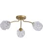 Searchlight Astral 11523-3GO goudkleurige plafondlamp met drie armen met elk een glazen kap met structuur