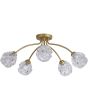 Searchlight Astral 11525-5GO goudkleurige plafondlamp met vijf armen met elk een glazen kap met structuur