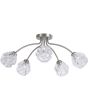 Searchlight Astral 11525-5SN staalkleurige plafondlamp met vijf armen met elk een glazen kap met structuur