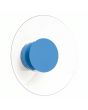 lichtblauw ronde wandlamp van 28 cm in diameter met brede plexiglas rand en geïntegreerde LED voor licht langs de muur 