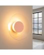 brandende perzik roze ronde wandlamp van 28 cm in diameter met brede plexiglas rand en geïntegreerde LED voor licht langs de muur 