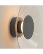 zijaanzicht zwart ronde wandlamp van 28 cm in diameter met brede plexiglas rand en geïntegreerde LED voor licht langs de muur 