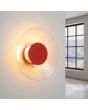brandende rood ronde wandlamp van 28 cm in diameter met brede plexiglas rand en geïntegreerde LED voor licht langs de muur 
