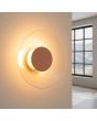 brandende mokka bruin ronde wandlamp van 28 cm in diameter met brede plexiglas rand en geïntegreerde LED voor licht langs de muur 