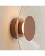 zijaanzicht mokka bruin ronde wandlamp van 28 cm in diameter met brede plexiglas rand en geïntegreerde LED voor licht langs de muur 