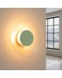 brandende saliegroen ronde wandlamp van 28 cm in diameter met brede plexiglas rand en geïntegreerde LED voor licht langs de muur 