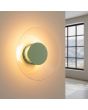 brandende olijfgroen ronde wandlamp van 28 cm in diameter met brede plexiglas rand en geïntegreerde LED voor licht langs de muur 