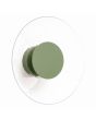 olijfgroen ronde wandlamp van 28 cm in diameter met brede plexiglas rand en geïntegreerde LED voor licht langs de muur 