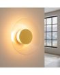 brandende geel ronde wandlamp van 28 cm in diameter met brede plexiglas rand en geïntegreerde LED voor licht langs de muur 