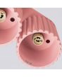binnenzijde met fititngen van de roze dubbele geribbelde metalen plafondlamp met twee delen met een diameter van 10 cm en een GU10 led lamp naast elkaar
