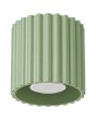saliegroen geribbelde metalen plafondlamp met een diameter van 10 cm en een GU10 lampje