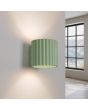 brandende saliegroen geribbelde metalen wandlamp met een diameter van 10 cm en een G9 fitting