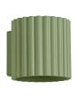 saliegroen geribbelde metalen wandlamp met een diameter van 10 cm en een G9 fitting