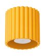 geel geribbelde metalen plafondlamp met een diameter van 10 cm en een GU10 lampje