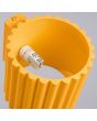 binnenzijde met g9 fitting van de geel geribbelde metalen wandlamp met een diameter van 10 cm en een G9 fitting