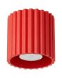 rood geribbelde metalen plafondlamp met een diameter van 10 cm en een GU10 lampje