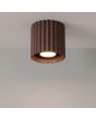 brandende bruin geribbelde metalen plafondlamp met een diameter van 10 cm en een GU10 lampje